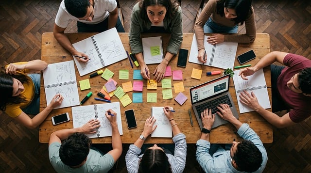 AI consulting company team strategy session professional office